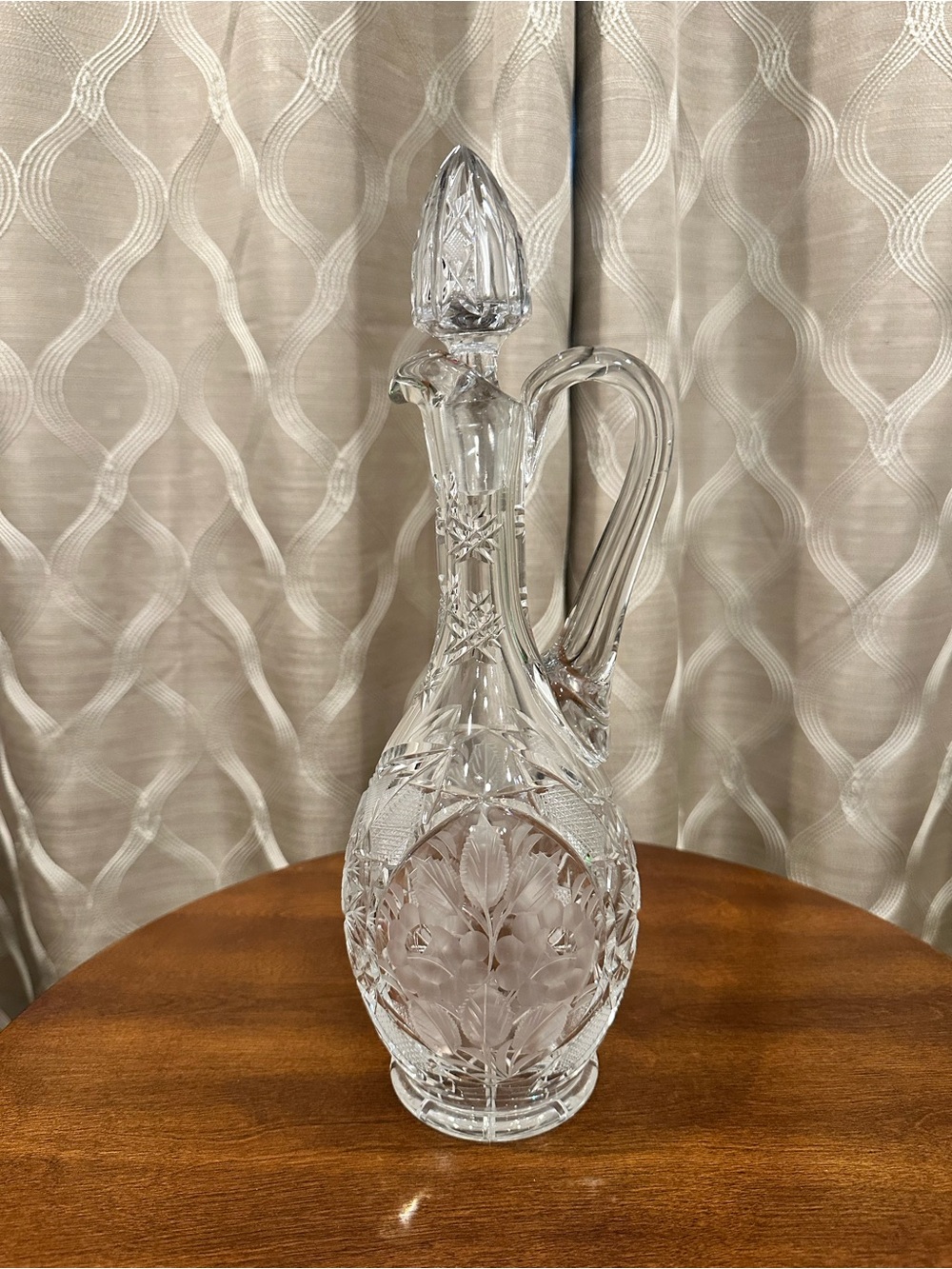 Vintage Cut Glass or Crystal Tall & Weighty Beautifully Crafted Decanter